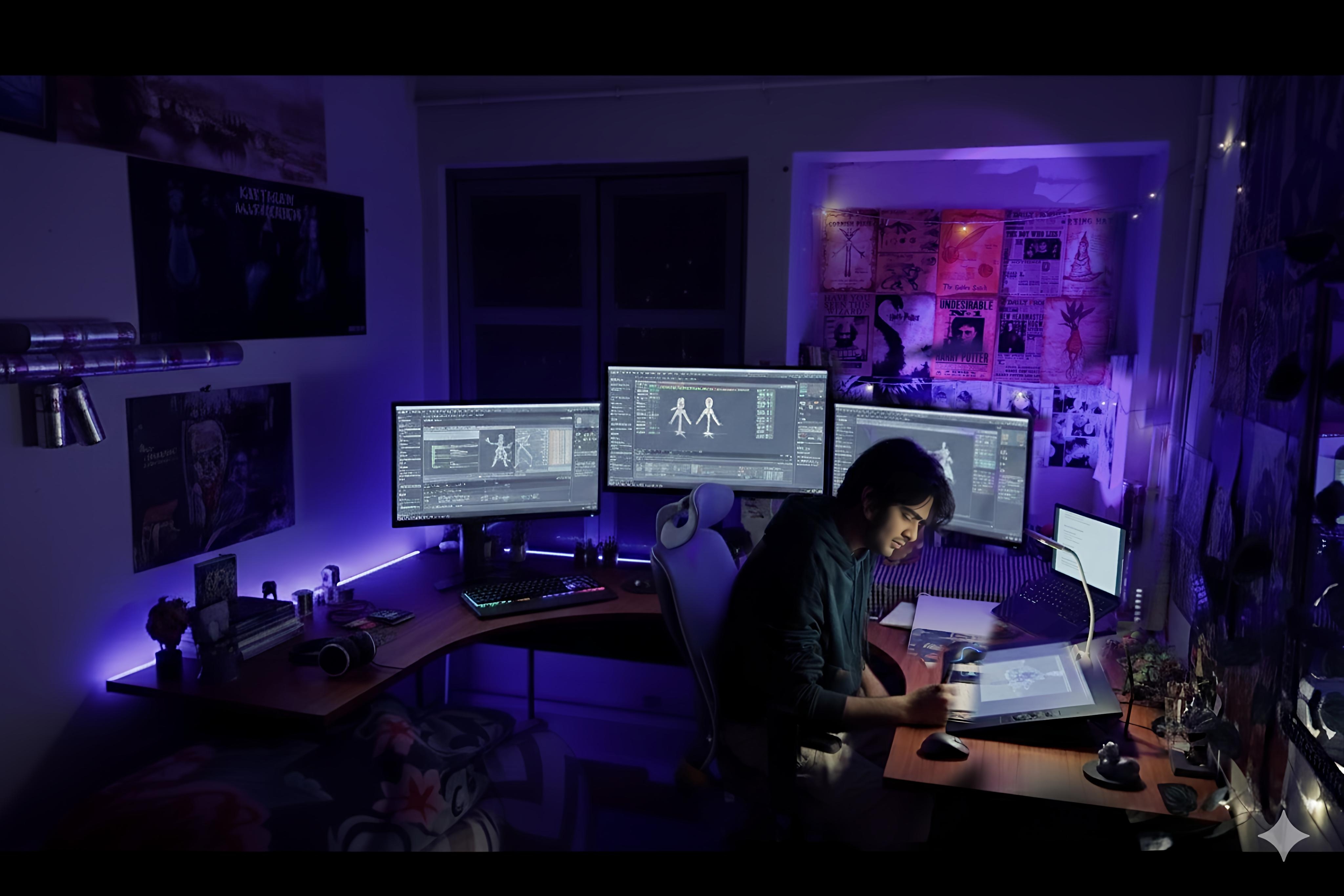 Professional 3D motion graphics and cinematic workspace